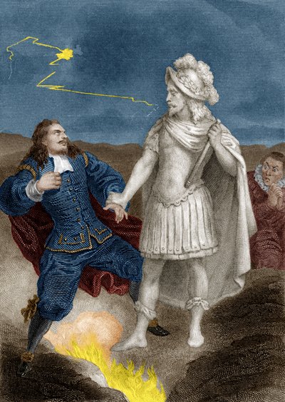 Don Giovanni di Molière: Don Giovanni con la statua del Commendatore, 1870 da Aristide Delannoy