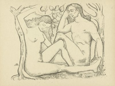 Adamo ed Eva seduti vicino a un albero da Aristide Maillol