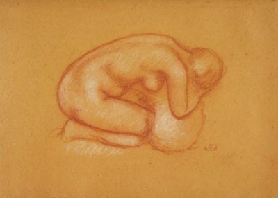 Modello inginocchiato con la testa tra le mani, rivolto a destra da Aristide Maillol