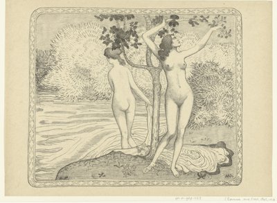 Due donne che fanno il bagno vicino alla riva da Aristide Maillol