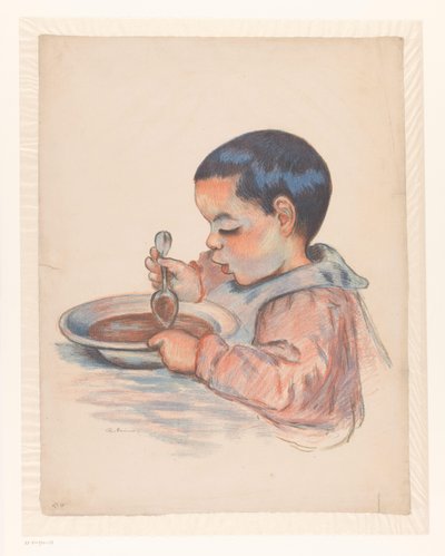 Bambino che mangia zuppa da Armand Guillaumin