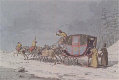 Cavallo e carrozza su slitte da 