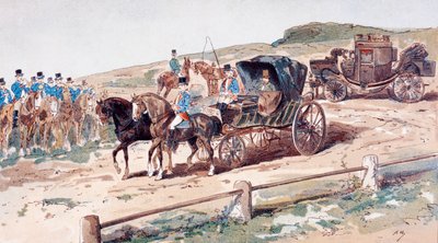 Un postiglione montato su un cavallo da carrozza, XIX secolo, 1886 da Armand Jean Heins