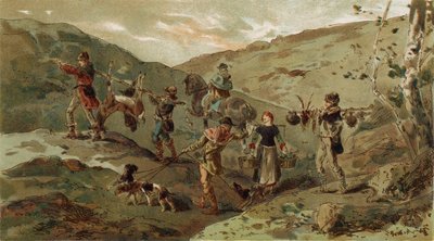 Battuta di caccia e portatori, XIII secolo da Armand Jean Heins