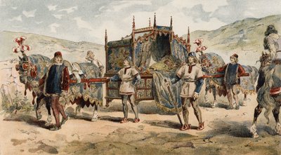Lettiga di una castellana, tempo dei Duchi di Borgogna, XV secolo da Armand Jean Heins