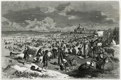 Spiaggia di Ostenda. Incisione di A.Heins, per illustrare il racconto “Il Belgio”, di Camille Lemonnier (1844-1913), scrittore e critico d