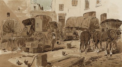 Carrozza della Posta Reale Olandese, cabriolet, carro del vino e carro del carbone, XIX secolo da Armand Jean Heins