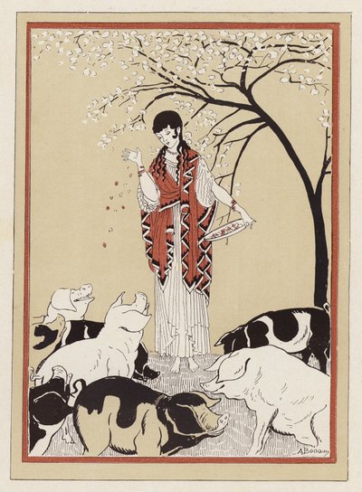 Circe che nutre i compagni di Ulisse dopo averli trasformati in maiali da Armand Joseph Bonamy