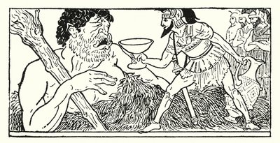 Ulisse offre una coppa di vino al gigante Polifemo da Armand Joseph Bonamy