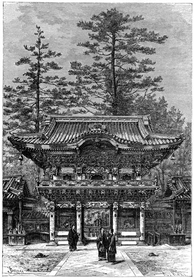 Portico del Tempio dei Quattro Draghi Nikko Toshogu, Nikko, Giappone, 1895 da Armand Kohl