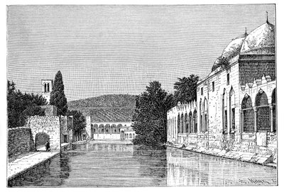 La moschea e la Fontana di Abramo, Ofra At Tayyibah, Cisgiordania, Israele, 1895 da Armand Kohl