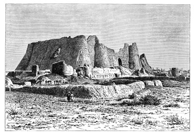 La fortezza in rovina di Veramin, Persia Iran, 1895 da Armand Kohl