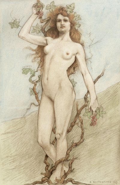 Nudo femminile con uva da Armand Rassenfosse