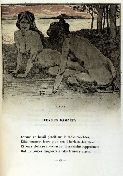 Illustrazione di Armand Rassenfosse per la poesia "Femmes damnées" in "I fiori del male" di Charles Baudelaire. 1899 da Armand Rassenfosse