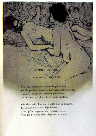 Illustrazione di Armand Rassenfosse per la poesia "Femmes damnées" in "I fiori del male" di Charles Baudelaire (1899) da Armand Rassenfosse