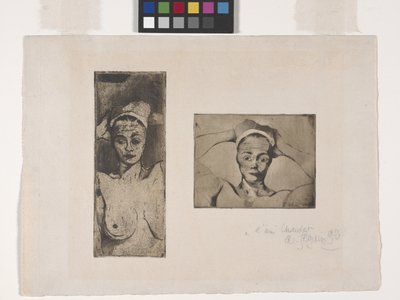 Nue Avec Les Mains Derrierre La Tête, Verticale (Nudo con le mani dietro la testa, verticale) (Immagine sinistra); Nue Avec Les Mains Derrieres La Tête, Horizontale (Nudo con le mani dietro la testa, orizzontale) (Immagine destra) da Armand Séguin