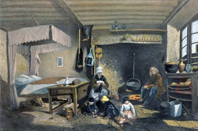 Interno di una casa di contadini a Royat da Armand Theophile Cassagne