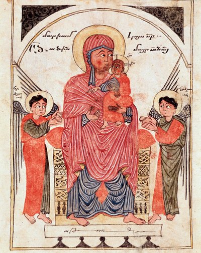 Vergine con bambino e angeli, (dettaglio) (manoscritto illustrato) da Armenian School