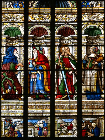 Abramo, Melchisedec, San Paolo e la Sibilla di Samo - Vetrata nella cappella di San Giacomo, Arnaud de Moles (1470-1520) completata nel 1513 - Cattedrale Sainte Marie d