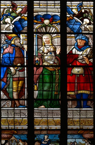 Giosuè, la Sibilla Europa e Amos - Vetrata nella cappella di Santa Caterina, Arnaud de Moles (1470-1520), completata nel 1513 - Cattedrale Sainte Marie d