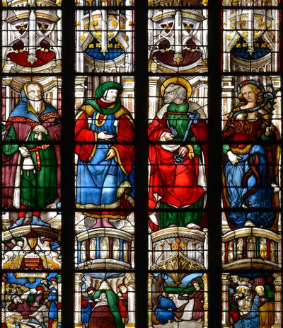Noè, Ezechiele, San Pietro, la Sibilla Eritrea - Vetrata nella cappella del Sacro Cuore di Maria, di Arnaud de Moles (1470-1520) completata nel 1513 - Cattedrale Sainte Marie d