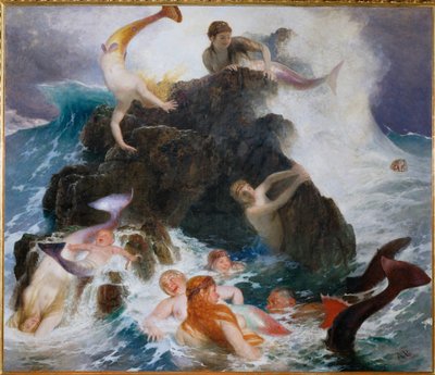 Das Spiel der Najaden - Giocare a nayades ... (dipinto su tela) da Arnold Böcklin