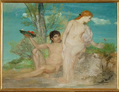 Paar vor einer Baumgruppe - Coppia davanti a un gruppo di alberi ... (dipinto su tela) da Arnold Böcklin