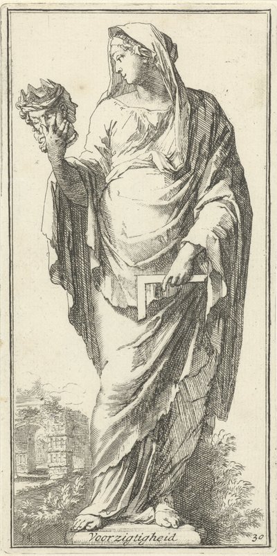 Personificazione della prudenza Prudenza Quarantuno pezzi, vari simboli (serie) da Arnold Houbraken