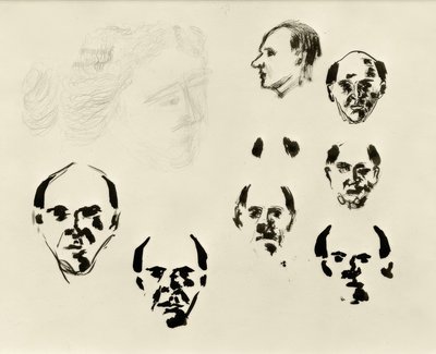 Autoritratti (7 teste di fronte e di profilo e schizzo) da Arnold Schönberg