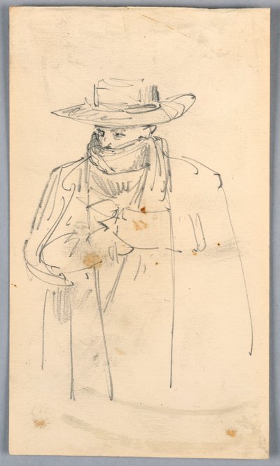 Schizzo di uomo con cappotto e sciarpa da Arnold William Brunner
