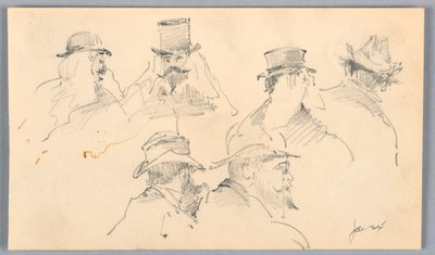 Schizzi di teste di uomini da Arnold William Brunner