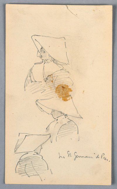 Tre schizzi di una suora con un cappello da Arnold William Brunner