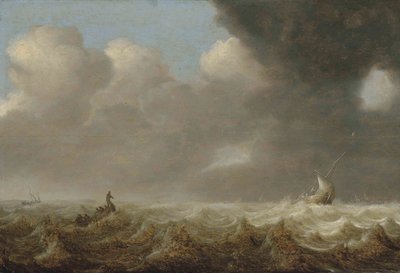 Olandese: Imbarcazioni in tempesta Barche da pesca in mare aperto da Arnoldus van Anthonissen