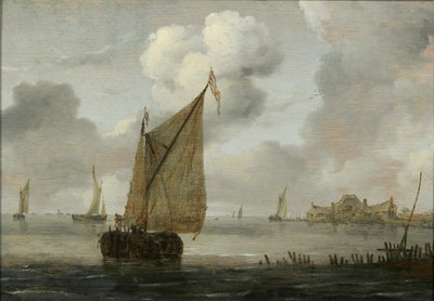 Barche a vela vicino alla costa da Arnoldus van Anthonissen