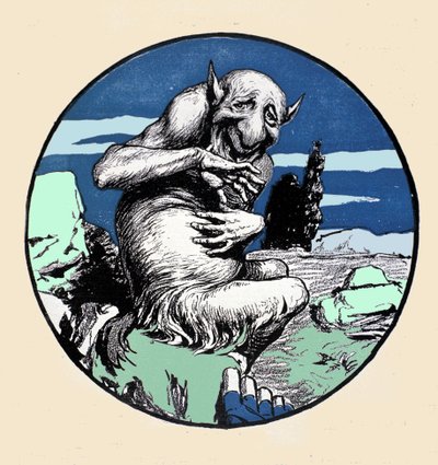Il dio Pan, metà capra metà uomo. Illustrazione di Arpad Schmidhammer per Jugend da Arpad Schmidhammer