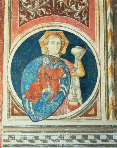 Figura allegorica della Temperanza, una delle diverse raffigurazioni delle Virtù che incorniciano la Giustizia Militare dal Salone del Consiglio da Arrigo di Niccolo