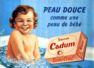 Bambino nel bagno per sapone Cadum 1958 da Arsene Le Feuvre