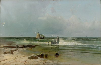 Barca a vela sulla spiaggia da Arseniy Ivanovich Meshchersky