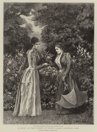 Uno studio nel giardino a White Lodge, Richmond Park (incisione) da Arthur (after) Hopkins