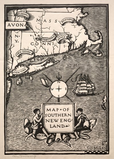 Mappa del New England meridionale da Arthur Allen Lewis