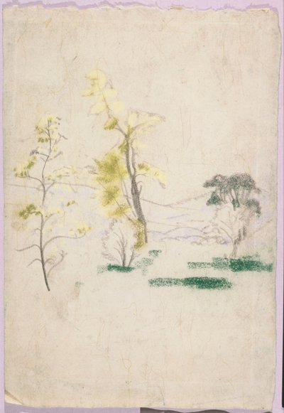 Paesaggio con tre alberi singoli dal libro di A.B. Davies, edizione 33, 50 da Arthur Bowen Davies