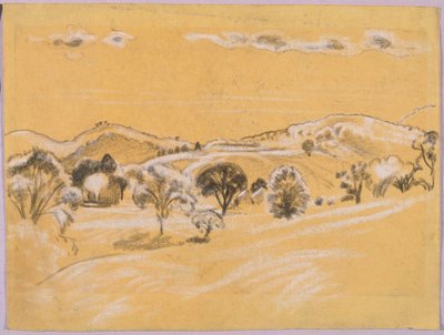 Paesaggio a gesso bianco e nero dal libro di A.B. Davies, edizione -38, 50 da Arthur Bowen Davies