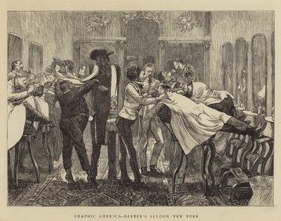 America grafica, salone del barbiere, New York da Arthur Boyd Houghton