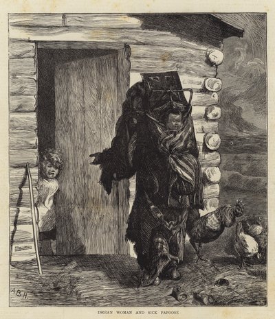 Donna indiana e papoose malato da Arthur Boyd Houghton