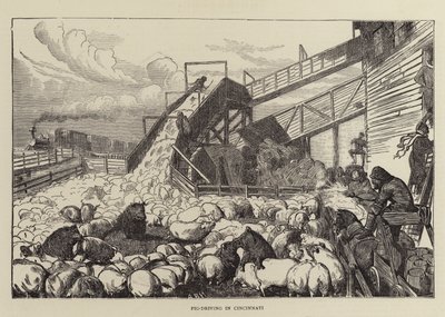 Guida dei maiali a Cincinnati da Arthur Boyd Houghton