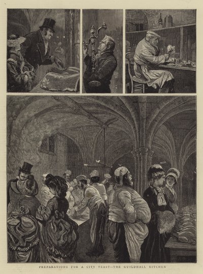 Preparativi per una festa cittadina, la cucina della Guildhall da Arthur Boyd Houghton