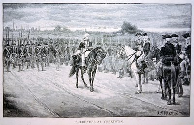 Lord Cornwallis si arrende a George Washington a Yorktown da Arthur Burdett Frost