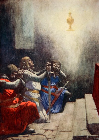 Solo Galahad poteva vedere la perfetta bellezza del Santo Graal, c.1925 da Arthur C. (after) Michael