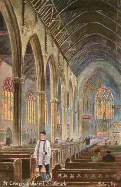 Cattedrale di San Giorgio, Southwark, Londra (litografia a colori) da Arthur Charles (after) Payne