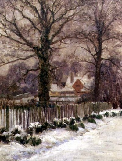 Una Strada Coperta di Neve, Radlett, Hertfordshire da Arthur Claude Cooke